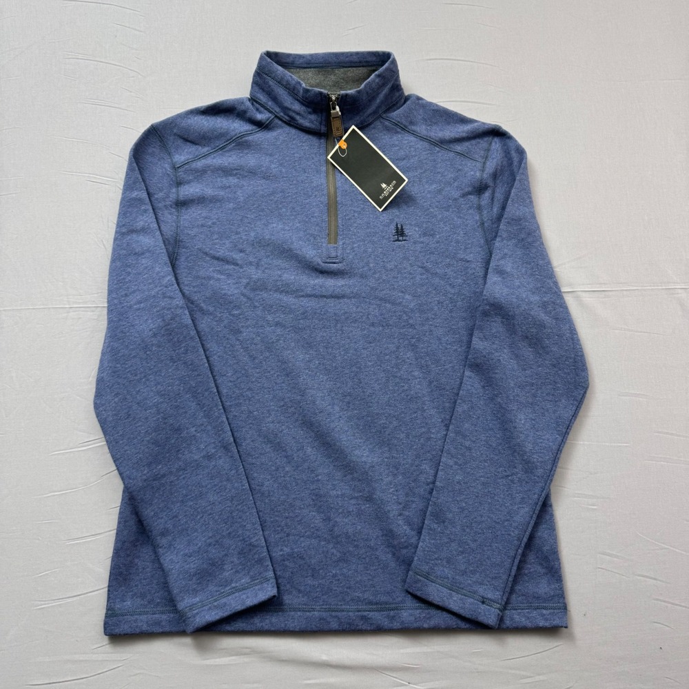 G.H. Bass & Co Mens Small Blue Heathered Quarter Zip Fleece Pullover NWT